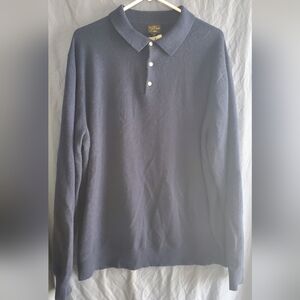 J. Crew Men's Navy 100% Cashmere Sweater Polo, XXL